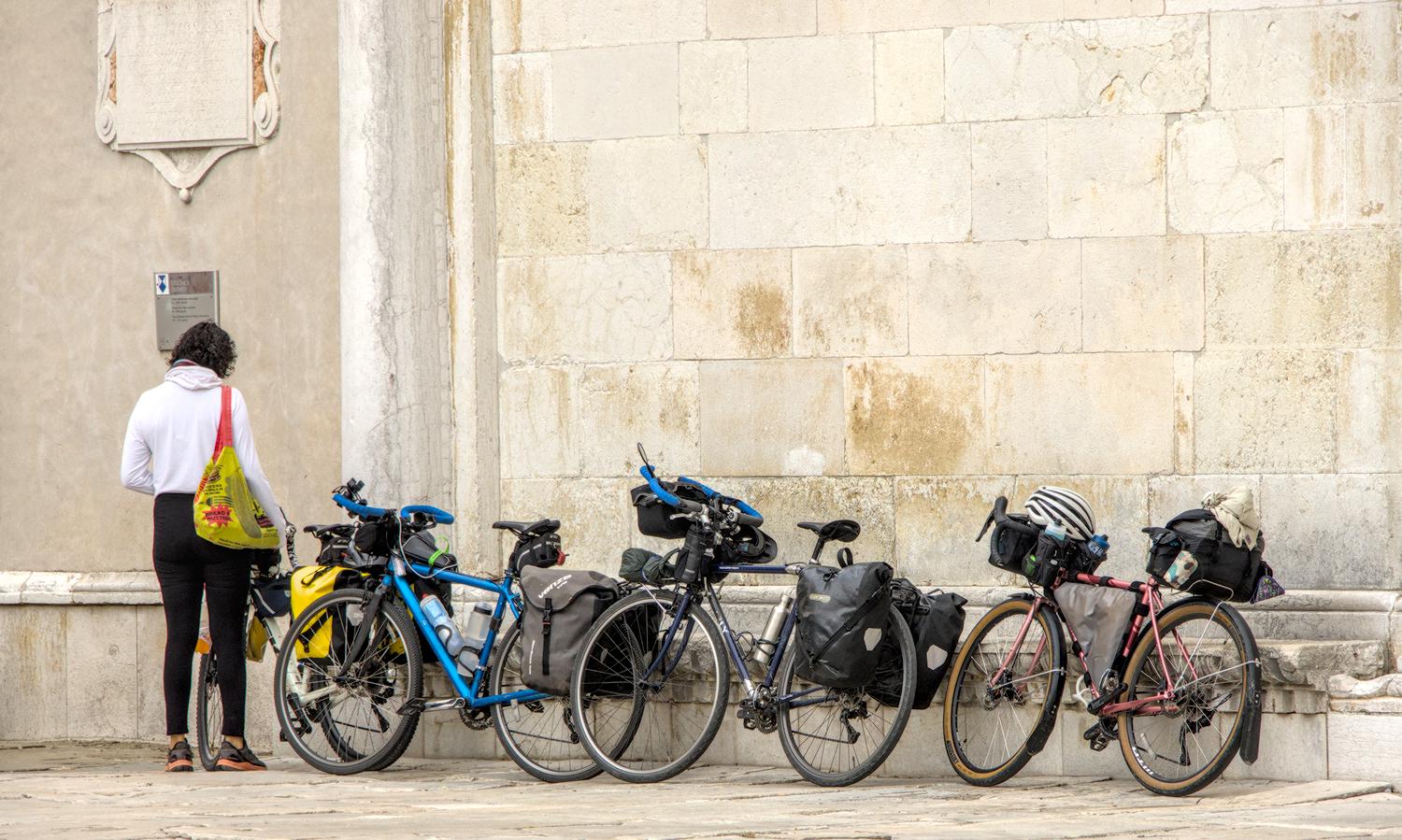 bikes on a wall