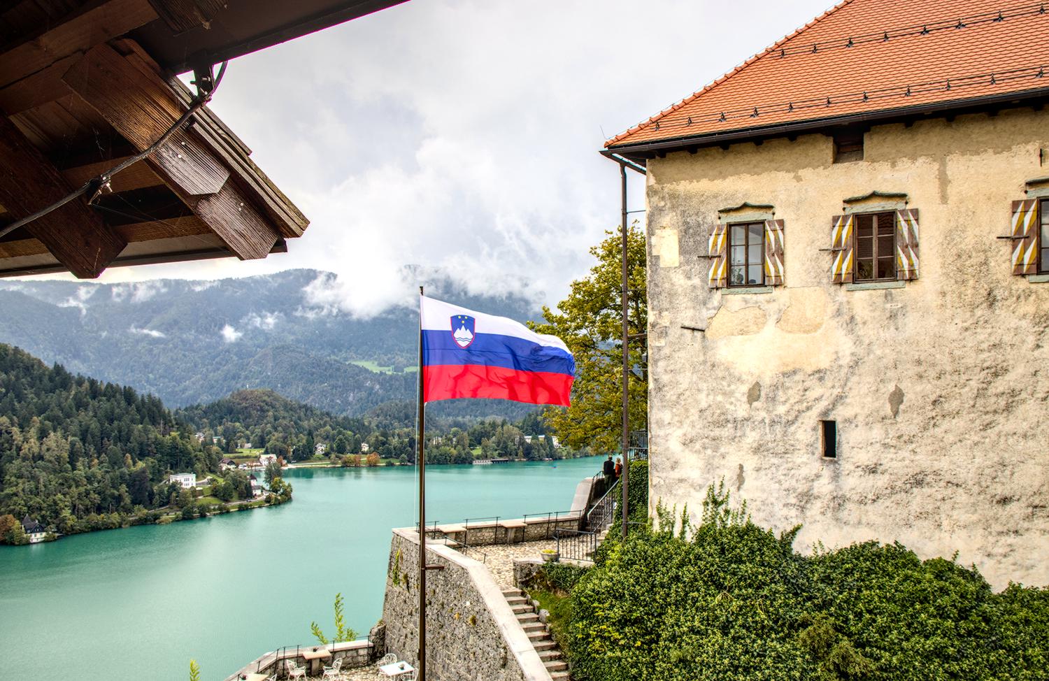 bled castle with flag